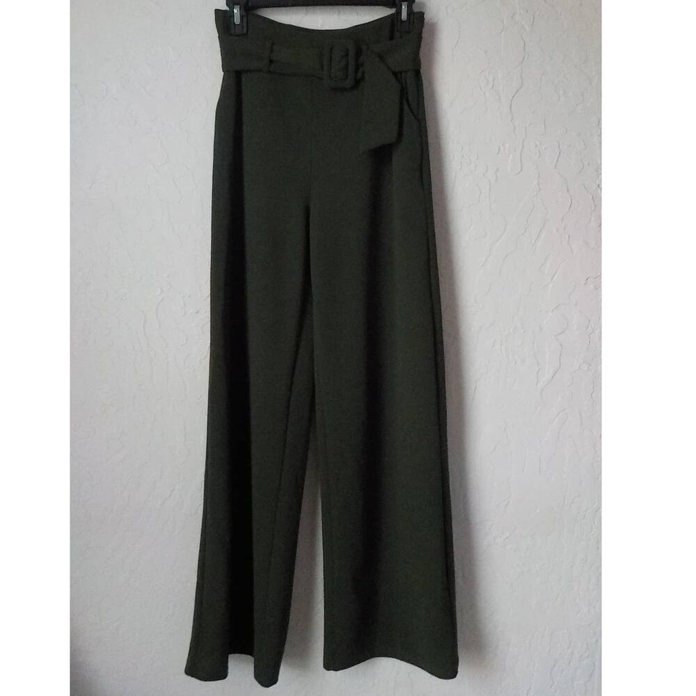 Quinze Heures Trente Paris Green Pants Women fit XS - S Belt Minimalist OldMoney